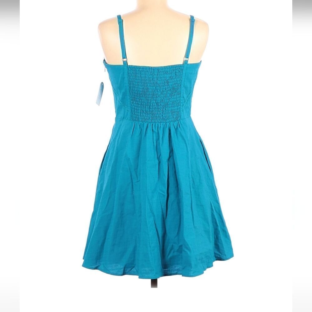 NWOT Jessica Simpson Casual Midi Dress A Line Size Medium Blue V Neck New - Picture 2 of 3